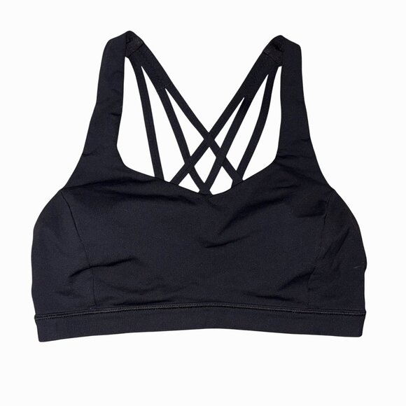 EXCELLENT Lululemon Free To Be Serene Black Sports Bra 6 C/D Cup Strappy Back - Picture 9 of 9